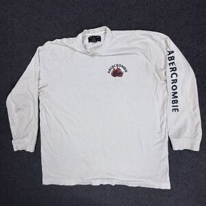 Abercrombie & Fitch Long Sleeve T Shirt Mens XL White Logo Sleeve Graphic Tee